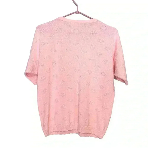 Vintage Tradition pale pink short sleeve sweater w  scallops - Picture 3 of 4